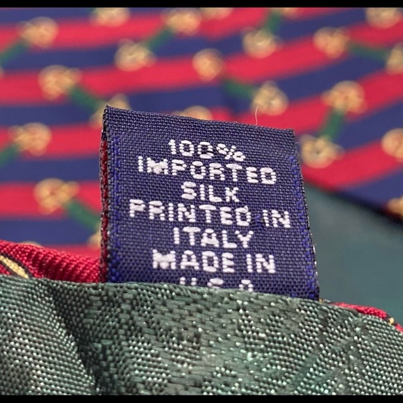 Tommy Hilfiger Italian Silk Imported Red Blue Neck Tie - Picture 9 of 14